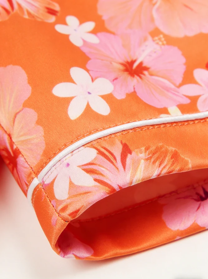 Baby Girls Hawaiian Daze Orange pyjamas Satin Short Pajamas Set Kid Button Down Short Set product image 5