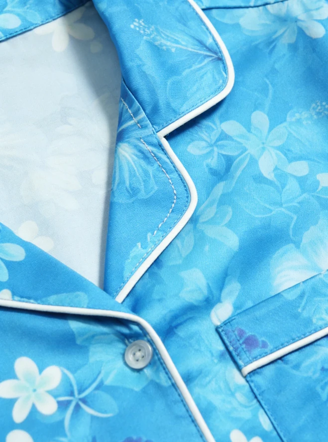 Baby Girls Hawaiian Daze Blue Satin Short Pajamas Set Kid Sleepwear Set product image 4