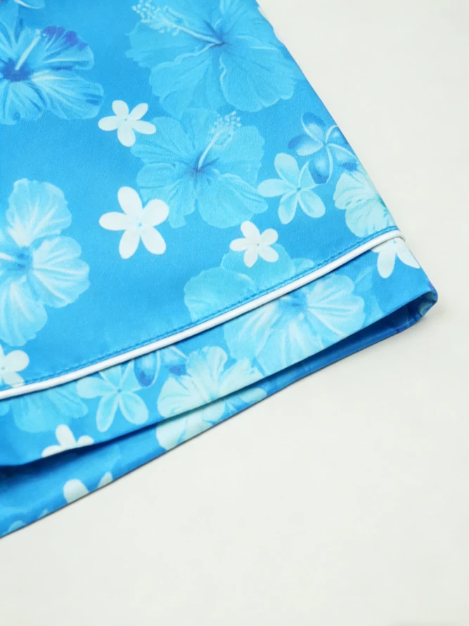 Baby Girls Hawaiian Daze Blue Satin Short Pajamas Set Kid Sleepwear Set product image 5