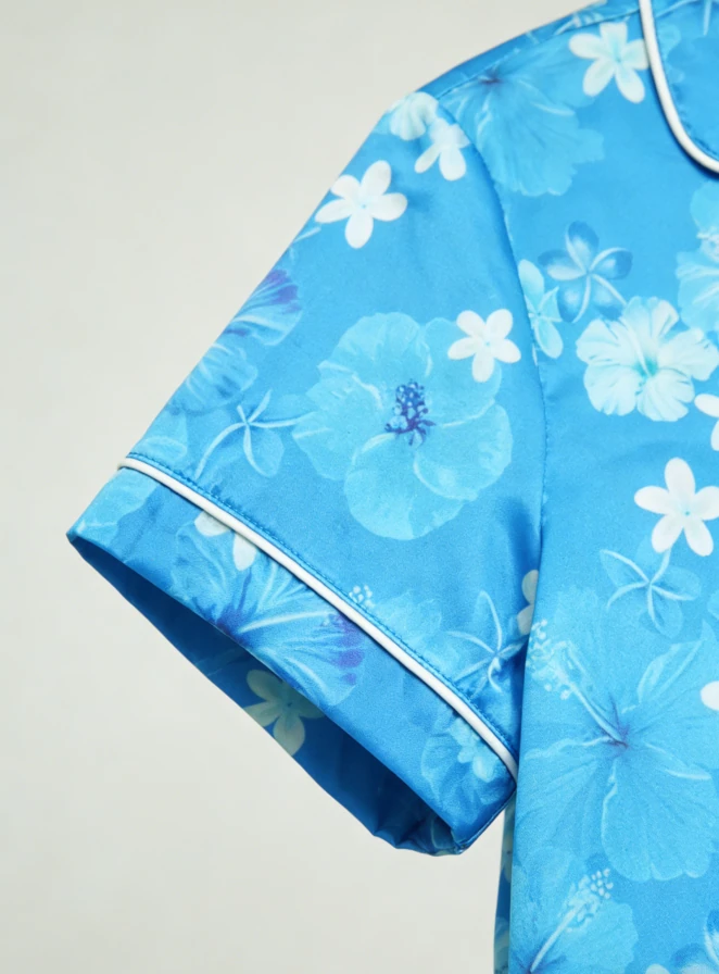 Baby Girls Hawaiian Daze Blue Satin Short Pajamas Set Kid Sleepwear Set product image 6