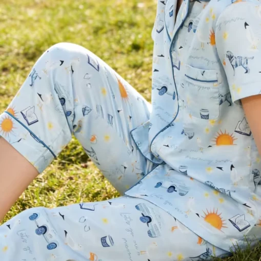 Baby Boys Let's Go on a Morning Swim Satin Pajamas Kids Short Sleeve Pajama Set Toddler Sleepwear product image 1