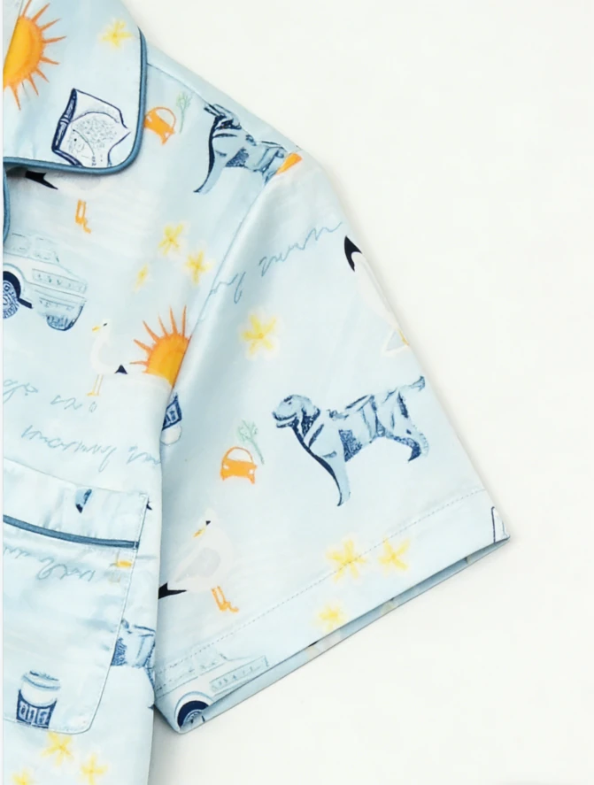 Baby Boys Let's Go on a Morning Swim Satin Pajamas Kids Short Sleeve Pajama Set Toddler Sleepwear product image 5