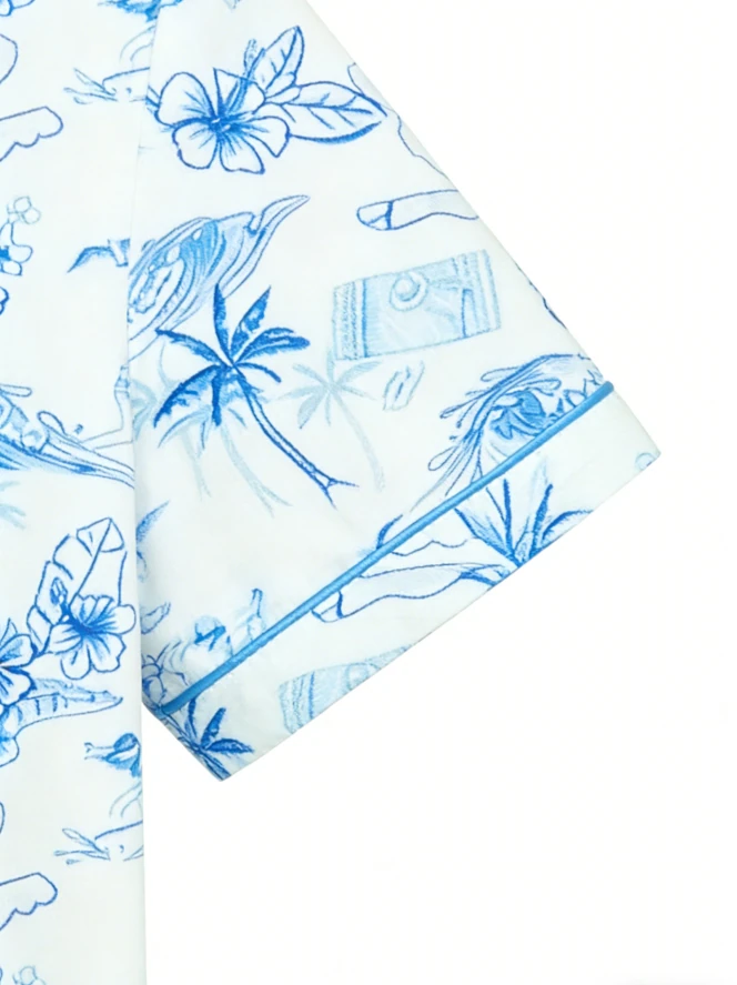 Baby Girls Morning Surf Satin Short Pajamas Sets Kid Button Down Clothing Set product image 5