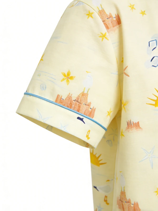 New Fashion Baby Girls Sand Castles Satin Short Pajamas Sets Children Summer Button Down Short Set Toddler Pajama product image 4