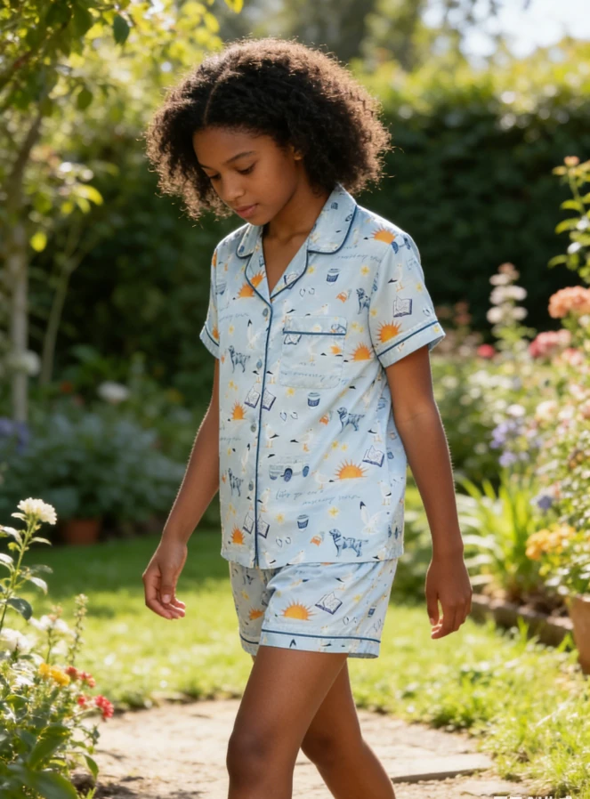Girls Pajamas Satin Loungewear Sets Kids Spring Summer Button Down product image 2