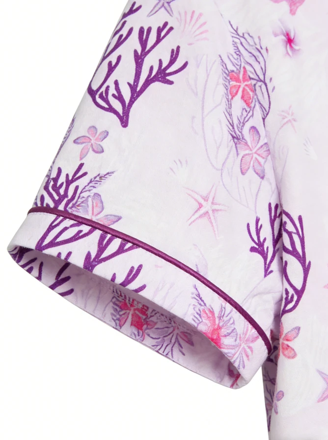 Girls Lilac Coral Garden Satin Short Pajamas Sets Kids Summer Pajama Loungewear product image 6