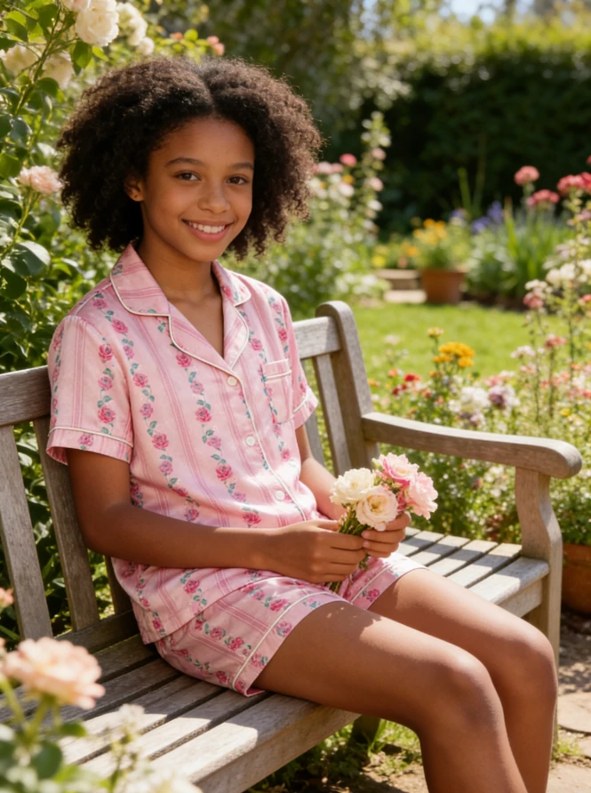 Baby Girls Sugar Blossom Satin Short Pajamas Sets Kids Spring Summer Button Down product image 2