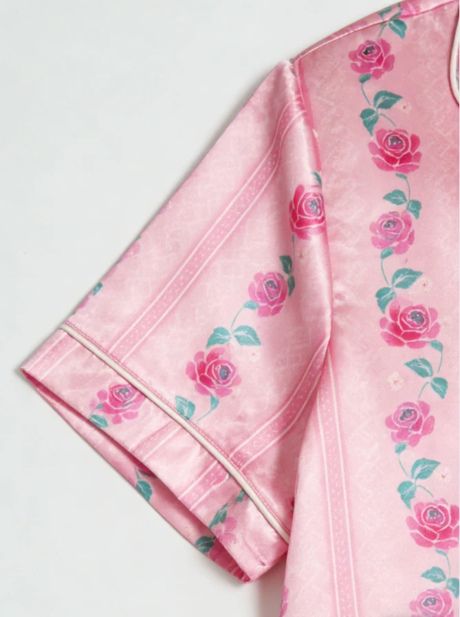 Baby Girls Sugar Blossom Satin Short Pajamas Sets Kids Spring Summer Button Down product image 4