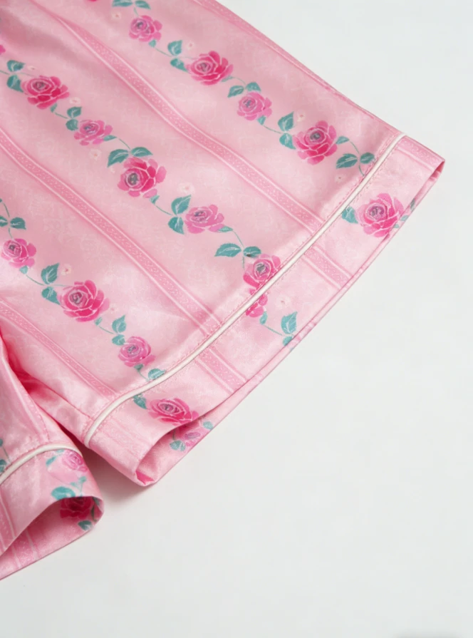 Baby Girls Sugar Blossom Satin Short Pajamas Sets Kids Spring Summer Button Down product image 6