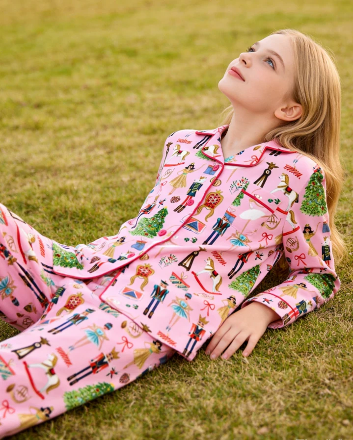 Customizable Factory Pink Kids Long Sleeve Christmas Nutcracker Pajamas Set Casual Toddler Child Pajama Sets product image 2