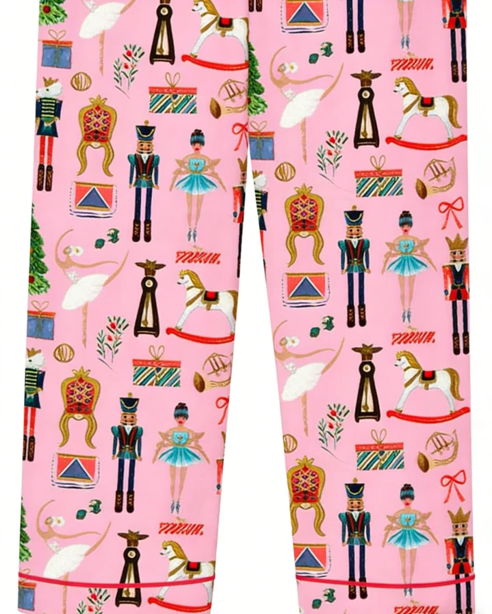 Customizable Factory Pink Kids Long Sleeve Christmas Nutcracker Pajamas Set Casual Toddler Child Pajama Sets product image 5