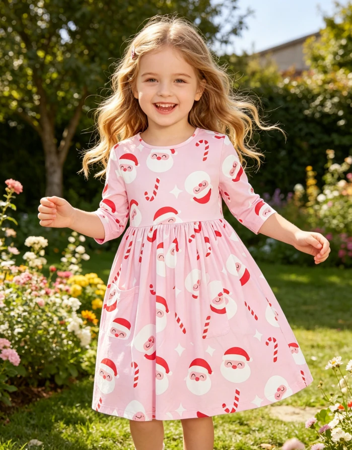 Custom Kids Jingle Bells Clothing Holiday High Quality Baby Girls ToddlersTwirl Dress product image 4