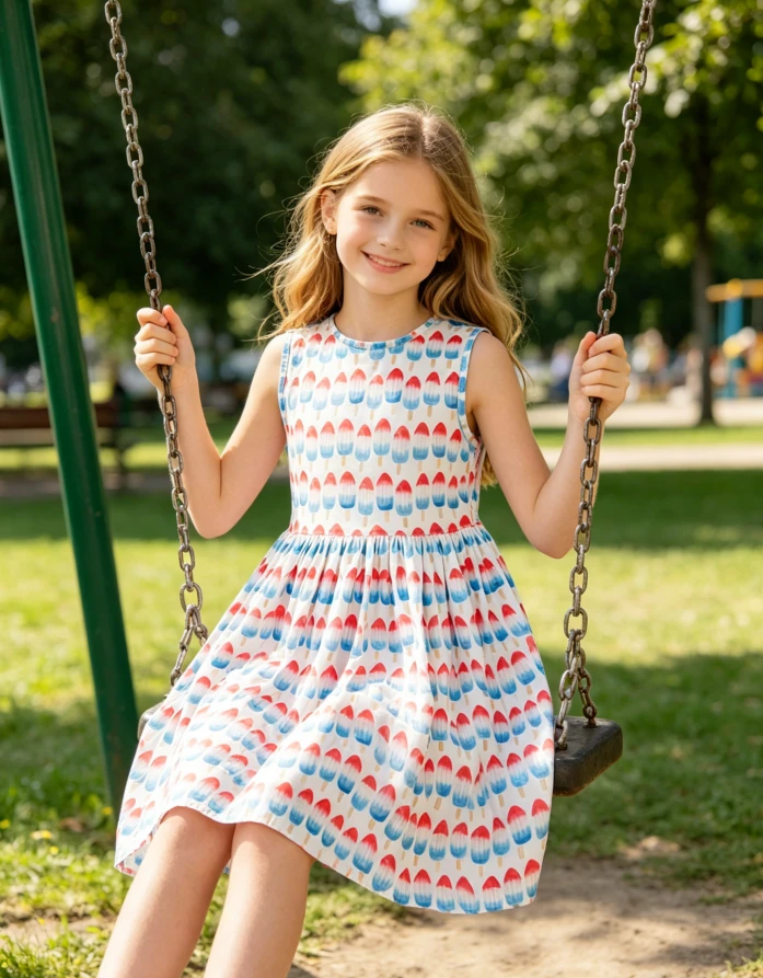 Red, White & Cute Tank Twirl Dress High Quality Baby Girls Toddlers Dresses product image 2
