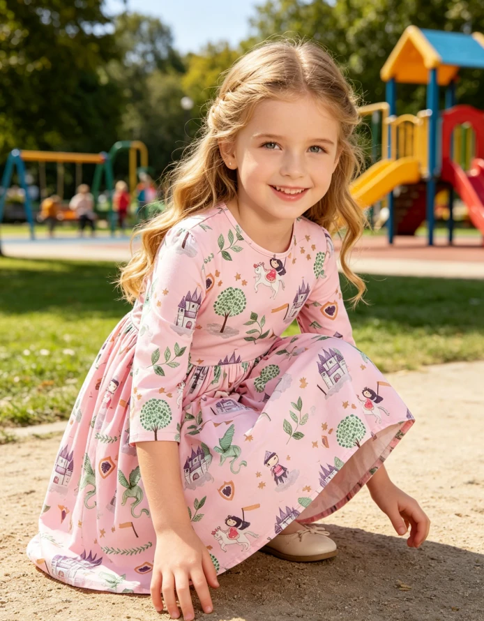 Manufacturer Custom Print High Quality Baby Girls Once Upon a Time Twirl Dress Children Princess Clothing product image 2