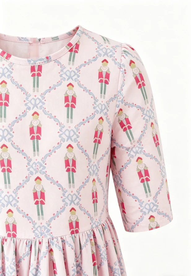 Manufacturer Custom Girls Pink Nutcracker Pocket Twirl Dress Wholesale Kids Clothing product image 4
