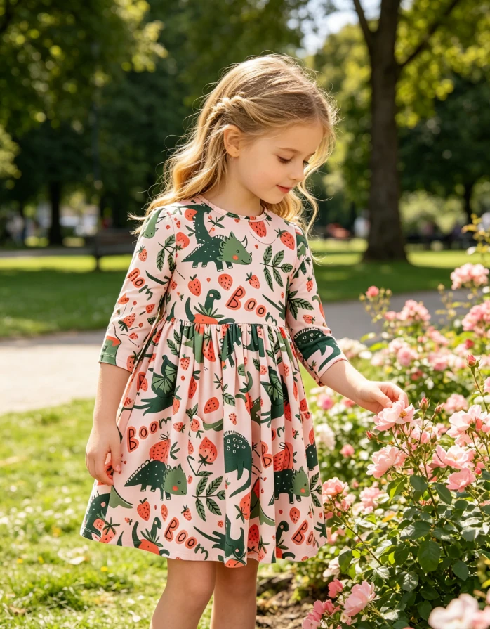 High Quality Baby Girls Hear Me Roar Twirl Dress Children Prints Dressess product image 2