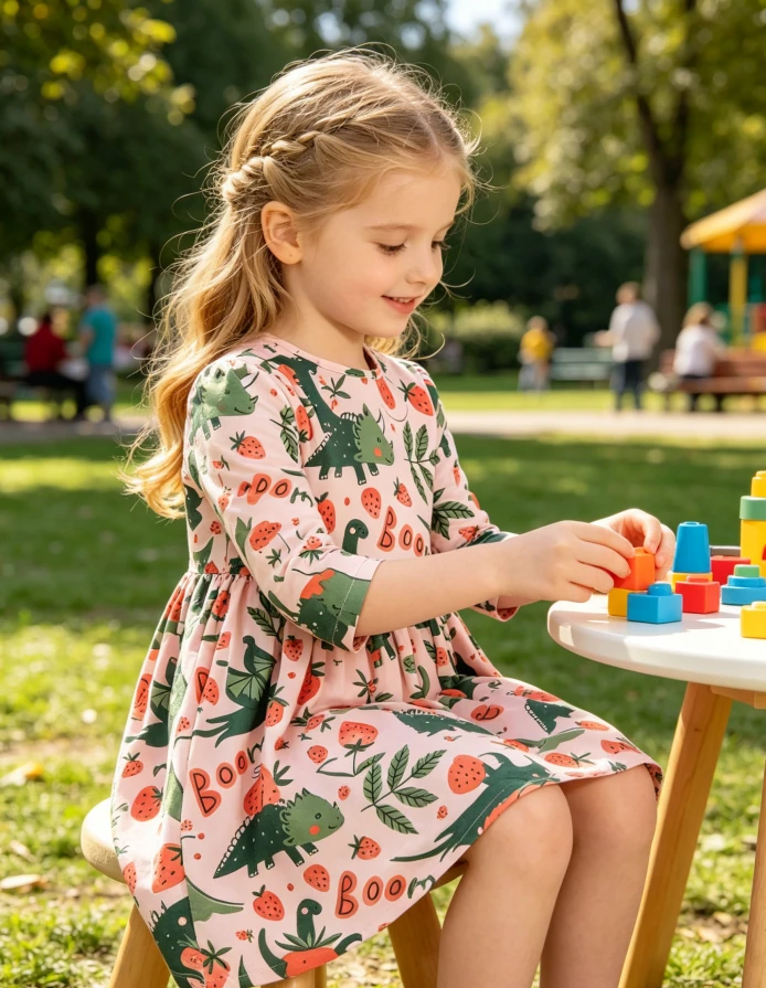 High Quality Baby Girls Hear Me Roar Twirl Dress Children Prints Dressess product image 3