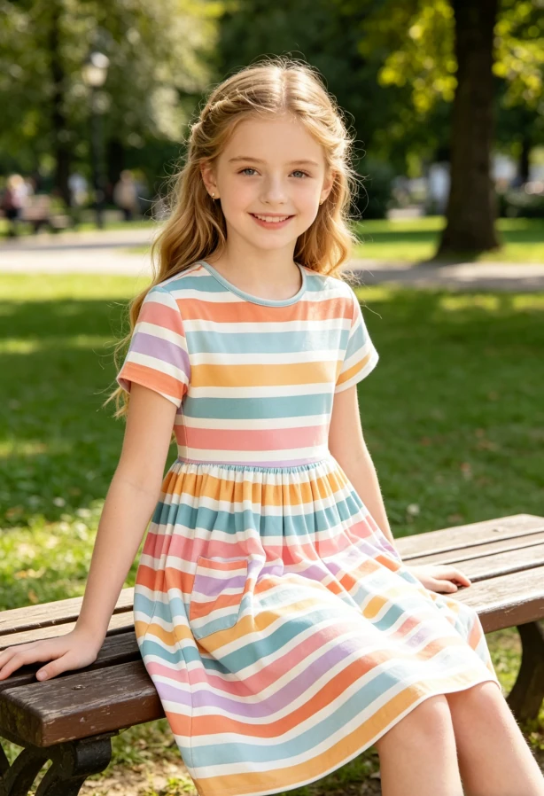 Milk Silk Custom Print Fashion Baby Girls Spring Stripes SS Pocket Twirl Dress product image 2