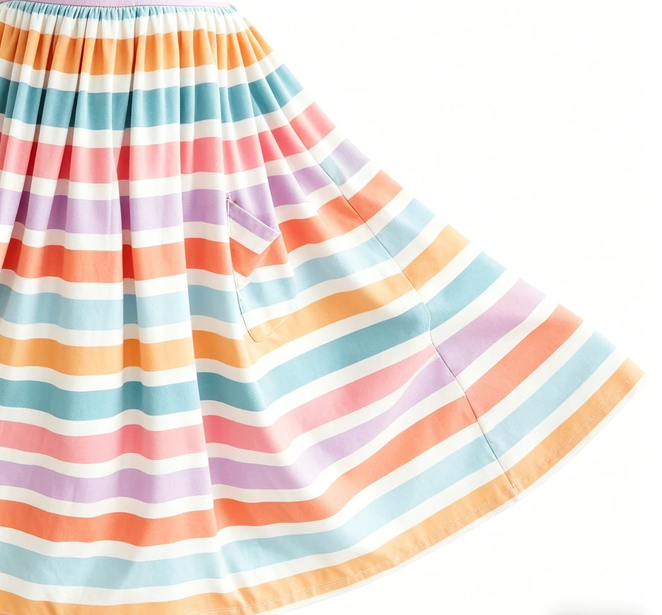 Milk Silk Custom Print Fashion Baby Girls Spring Stripes SS Pocket Twirl Dress product image 4