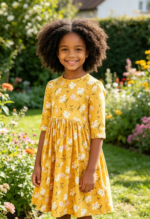 Milk Silk Custom Print Fashion Baby Girls Dandelions in Fall Pocket Twirl Dress product image 3