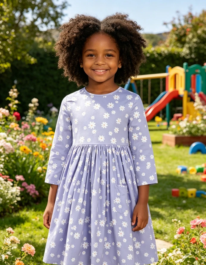 Sustainable Fashion Dresses for Baby Girls Dainty Daisies Pocket Twirl Dress product image 2