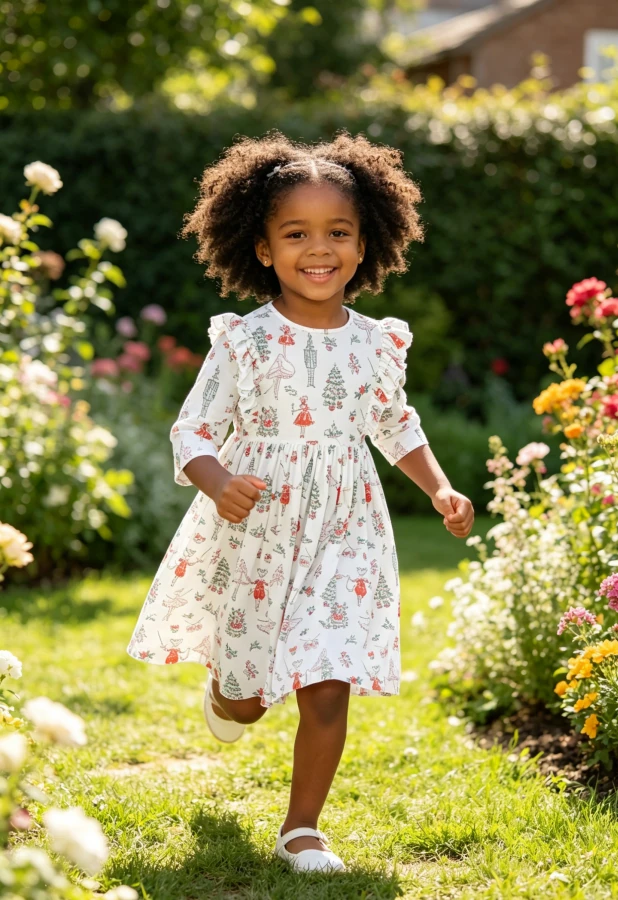 Custom Fashion Baby Girls Milk Silk Christmas Ruffle Twirl Dress product image 3