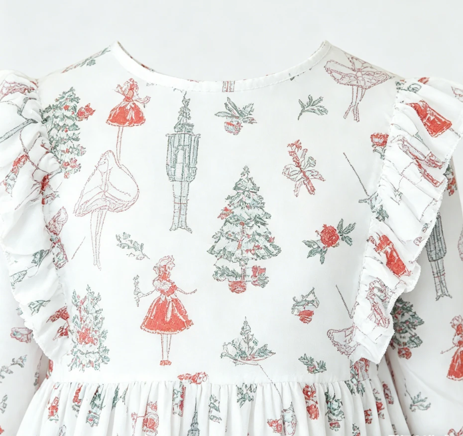 Custom Fashion Baby Girls Milk Silk Christmas Ruffle Twirl Dress product image 5
