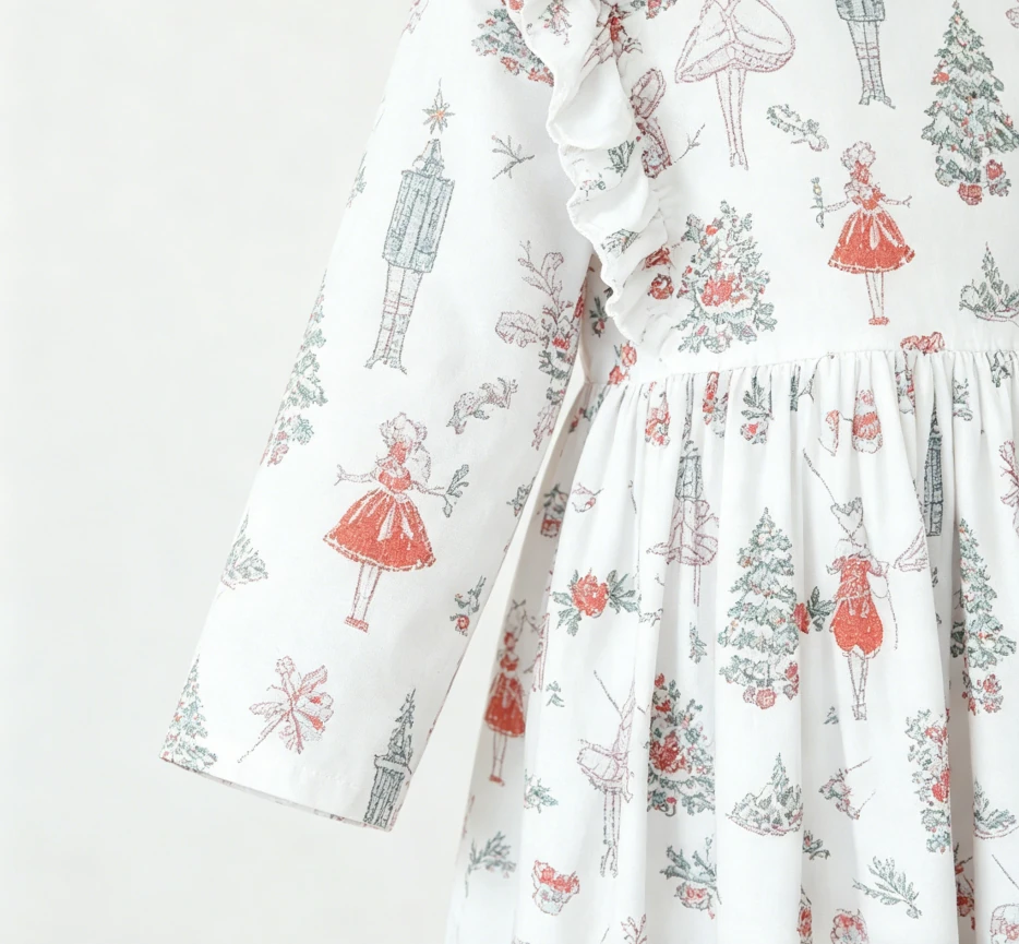 Custom Fashion Baby Girls Milk Silk Christmas Ruffle Twirl Dress product image 6