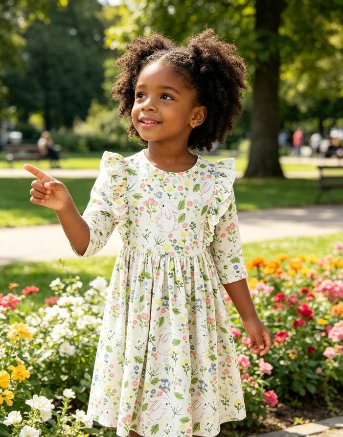 Custom Fashion Design Baby Girls No Bunny Like You Milk Silk Ruffle Twirl Dress product image 1
