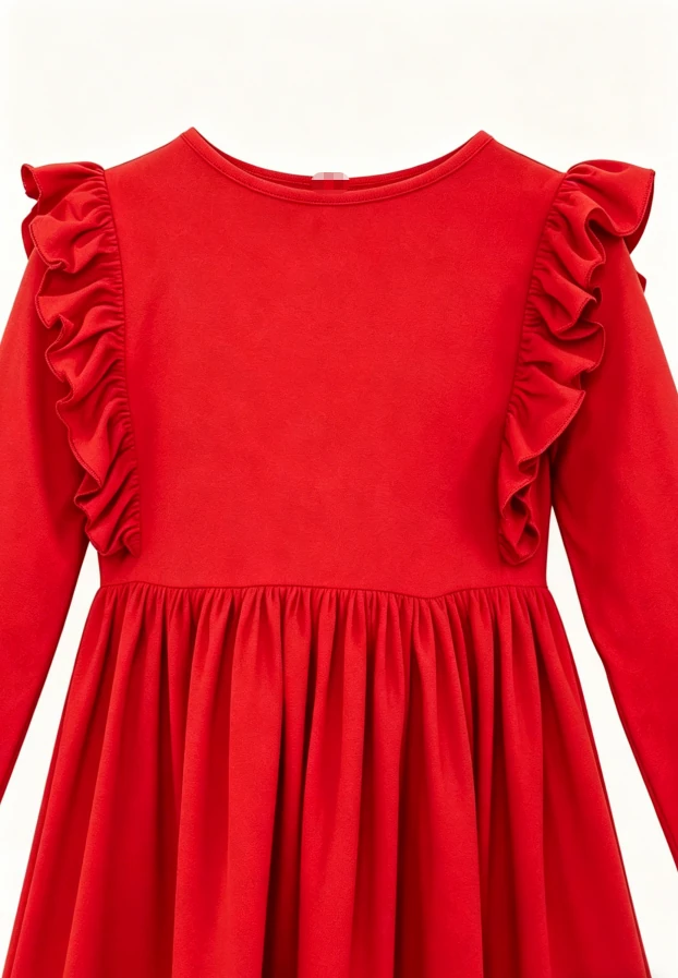 Boutique Children's Baby Girls Solid Red Baby Girls Ruffle Twirl Dress product image 4
