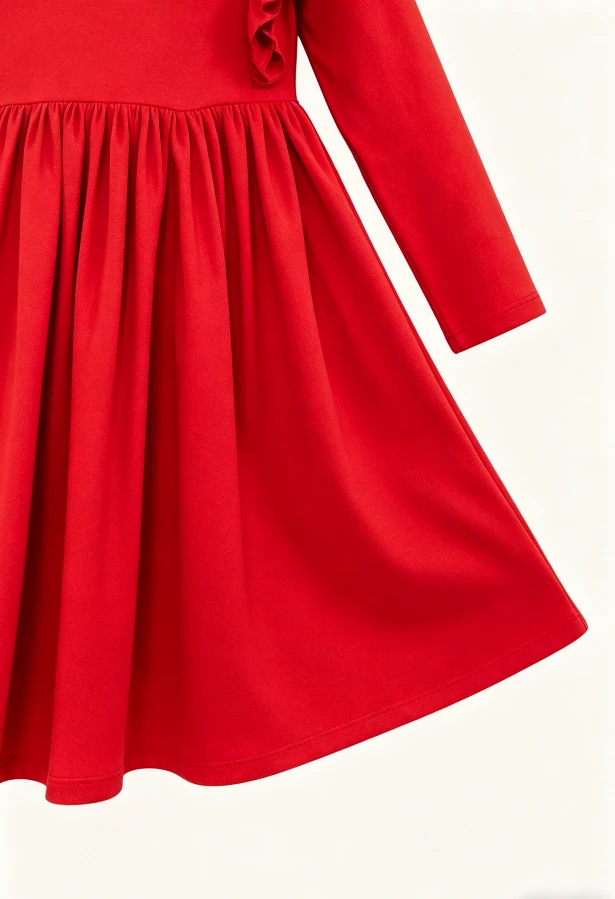 Boutique Children's Baby Girls Solid Red Baby Girls Ruffle Twirl Dress product image 5