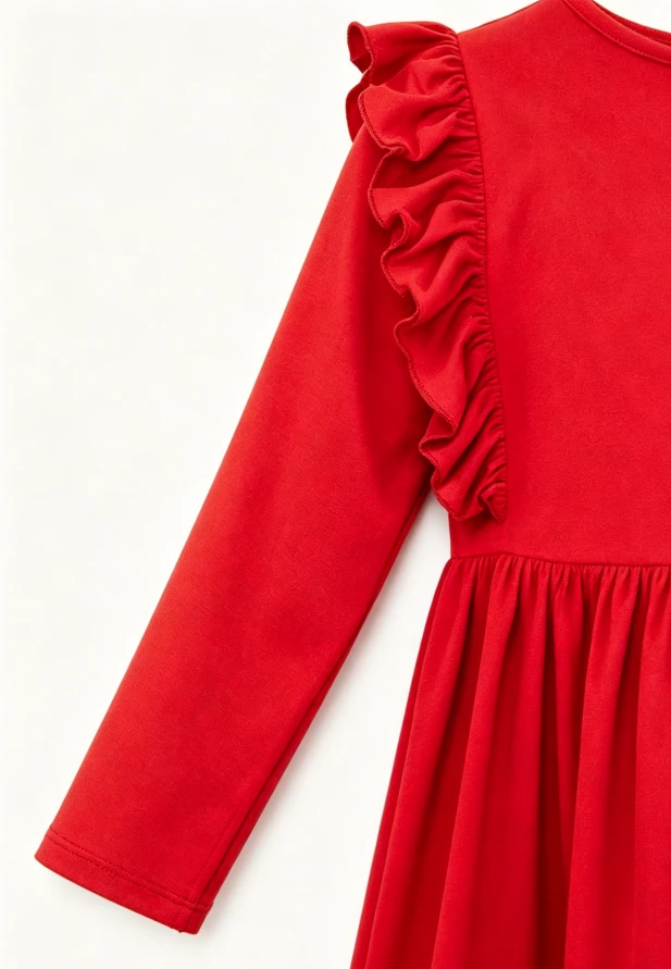 Boutique Children's Baby Girls Solid Red Baby Girls Ruffle Twirl Dress product image 6