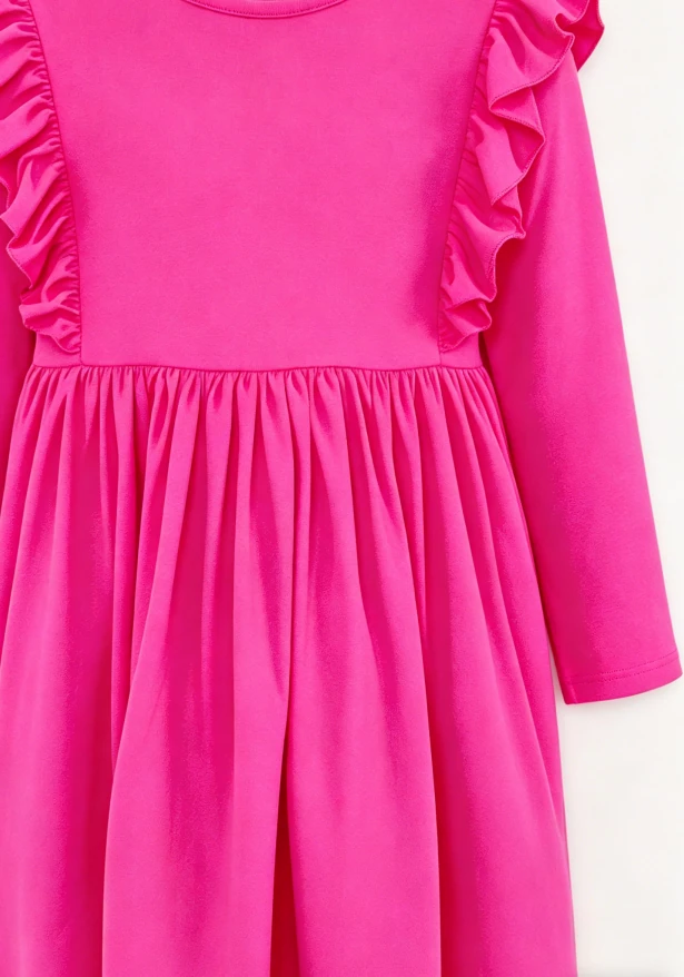 Soft Boutique Children's Solid Hot Pink Baby Girls Ruffle Twirl Dress product image 4