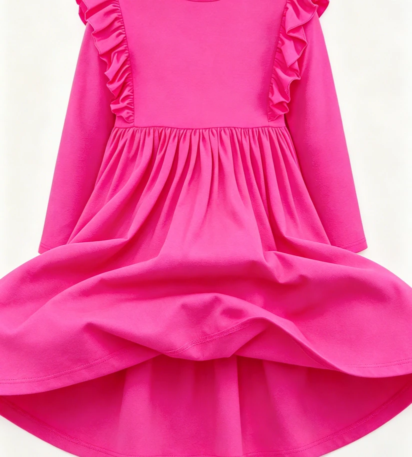 Soft Boutique Children's Solid Hot Pink Baby Girls Ruffle Twirl Dress product image 5