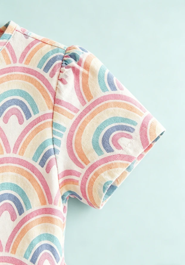 Trendy Milk Silk Baby Girls Watercolor Rainbows SS Pocket Twirl Dress product image 4