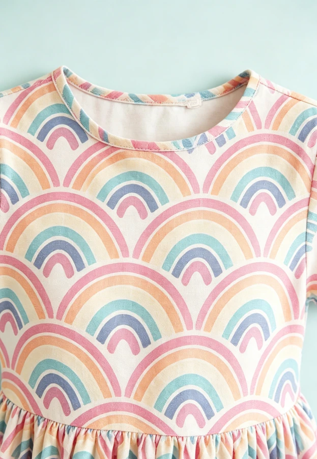 Trendy Milk Silk Baby Girls Watercolor Rainbows SS Pocket Twirl Dress product image 5