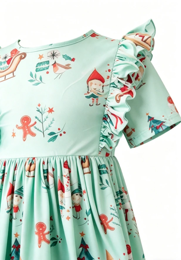Custom Fashion Milk Silk Baby Girls Believe in Your Elf Ruffle Twirl Dress product image 4