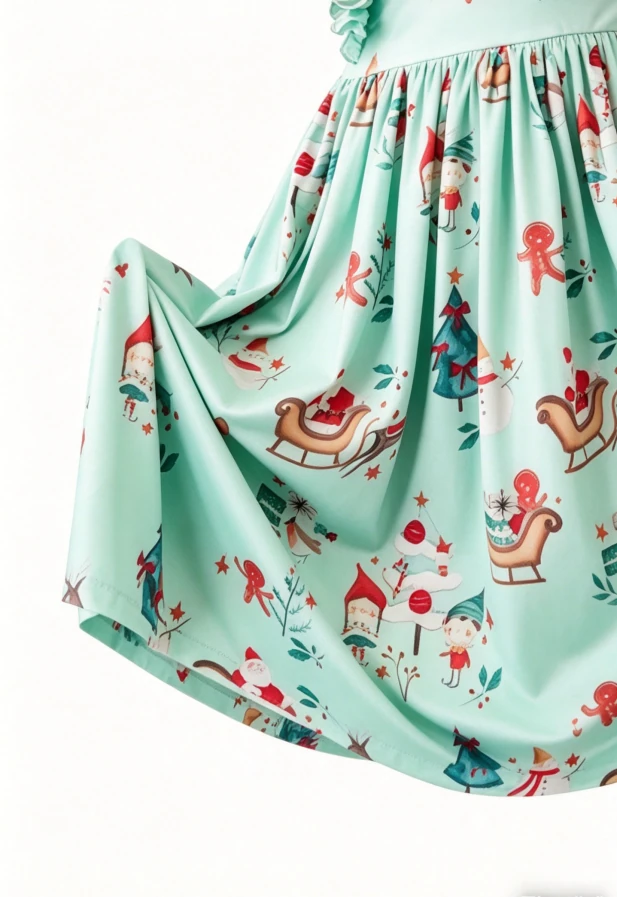 Custom Fashion Milk Silk Baby Girls Believe in Your Elf Ruffle Twirl Dress product image 5