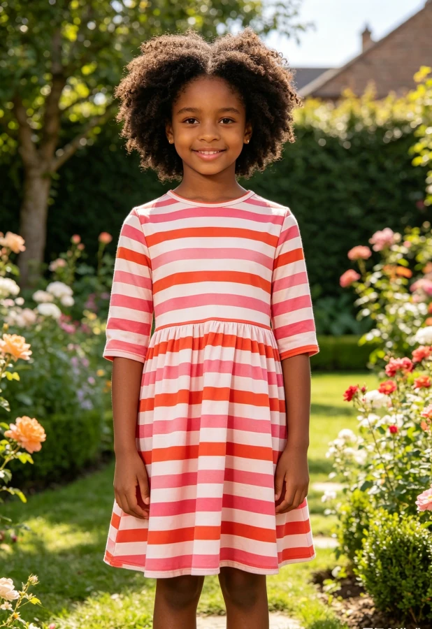 Baby Kids Toddler Girl Milk Silk Custom Print Fashion Red Stripe Pocket Twirl Dress product image 3