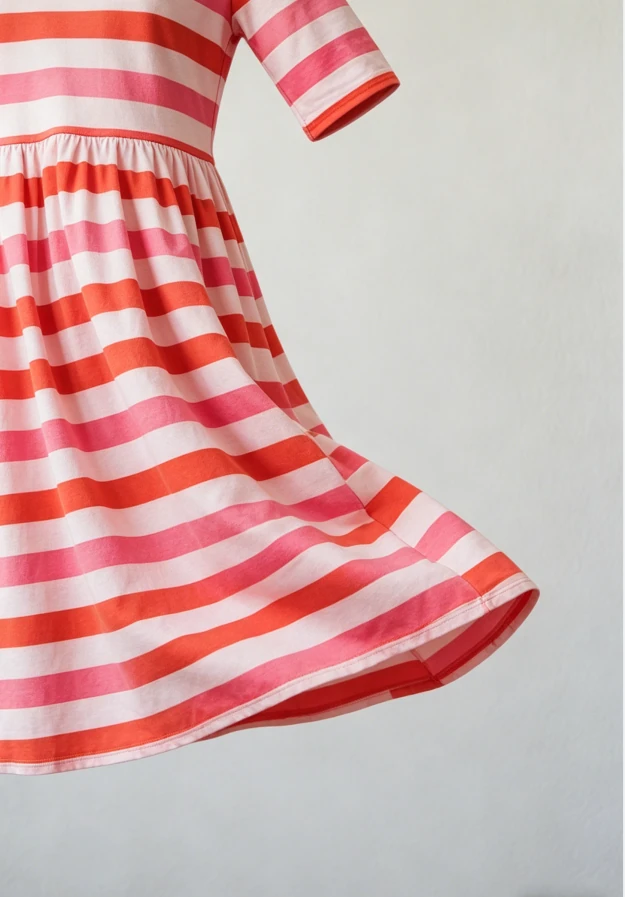 Baby Kids Toddler Girl Milk Silk Custom Print Fashion Red Stripe Pocket Twirl Dress product image 5