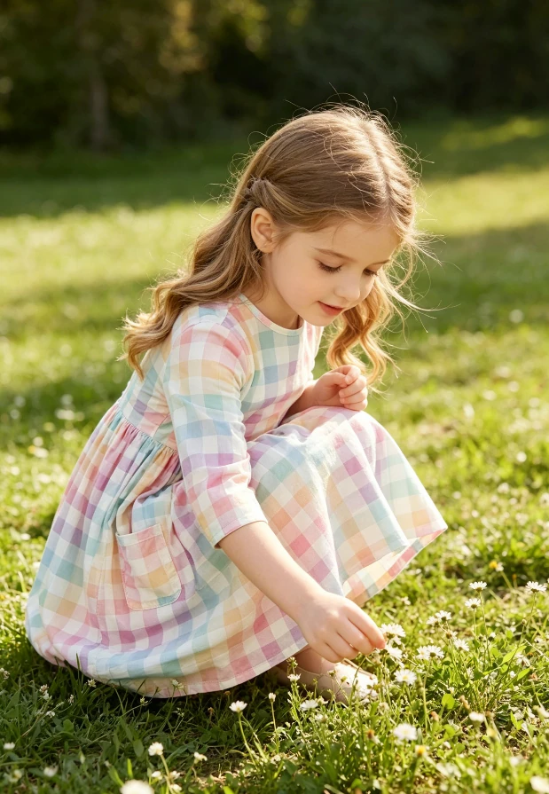Price Hot Sale Boutique Children's Baby Girls Pastel Plaid Pocket Twirl Dress product image 2