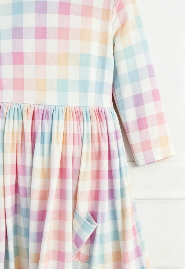 Price Hot Sale Boutique Children's Baby Girls Pastel Plaid Pocket Twirl Dress product image 4