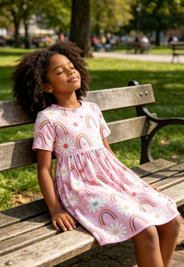 Custom Print Floral Milk Silk Baby Girls Rainbow DaisiesTwirl Dress product image 3