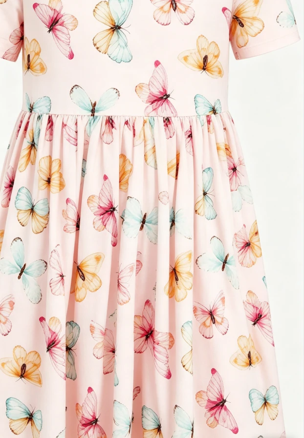 Boutique Children's Milk Silk Clothes Solid Red Baby Girls Butterfly Kisses SS Pocket Twirl Dress product image 5