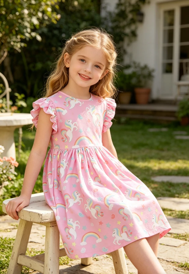 Custom Design Boutique Children's Baby Girls My Little Unicorn Flutter Sleeve Twirl Dress product image 2