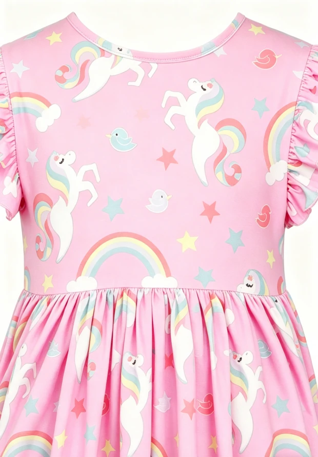 Custom Design Boutique Children's Baby Girls My Little Unicorn Flutter Sleeve Twirl Dress product image 5
