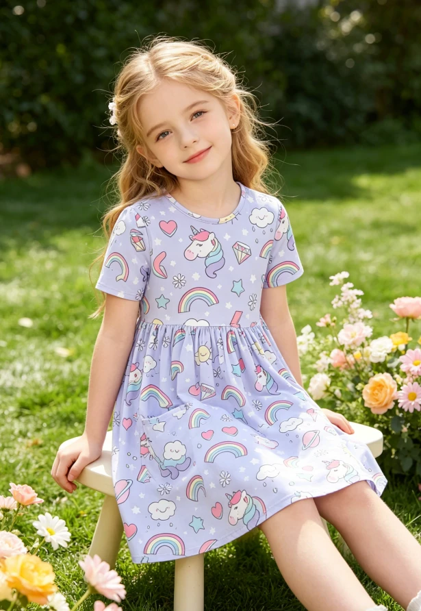 Custom Milk Silk Baby Girls Galactic Unicorns SS Pocket Twirl Dress product image 2
