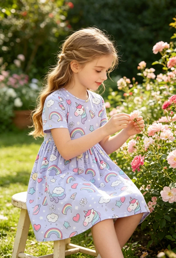Custom Milk Silk Baby Girls Galactic Unicorns SS Pocket Twirl Dress product image 3