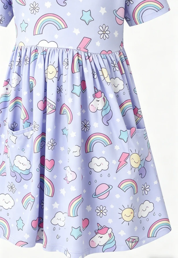 Custom Milk Silk Baby Girls Galactic Unicorns SS Pocket Twirl Dress product image 5
