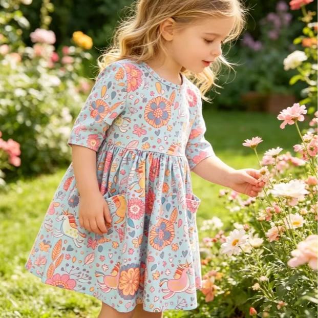 2027 Wholesale Children's Baby Girls Ribbons & Rodeos Pocket Twirl Dress product image 1